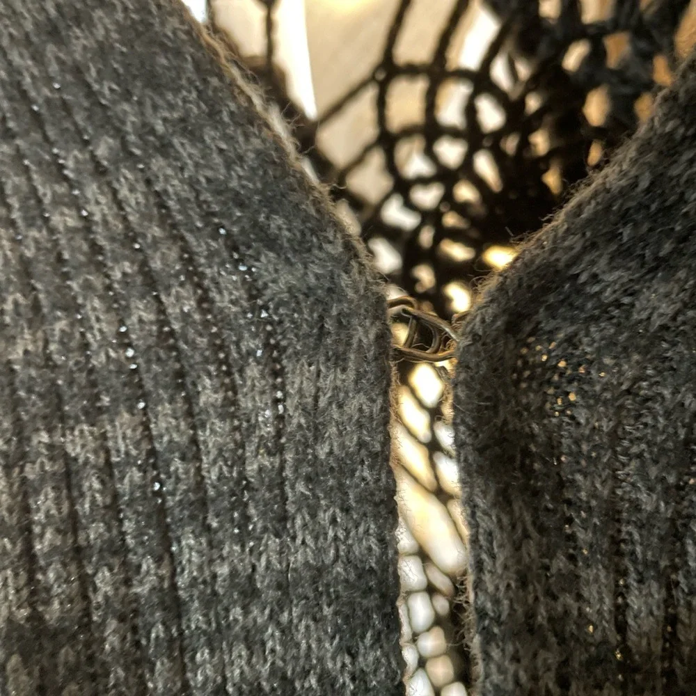 Free People Charcoal Gray Crochet Back Cape - Picture 5 of 6